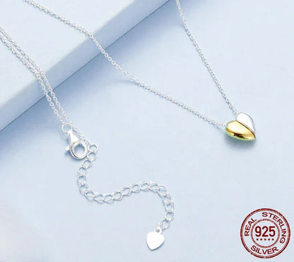 Collier pendentif cœur plaqué or pour femme - Bijou cœur de couple en argent sterling 925