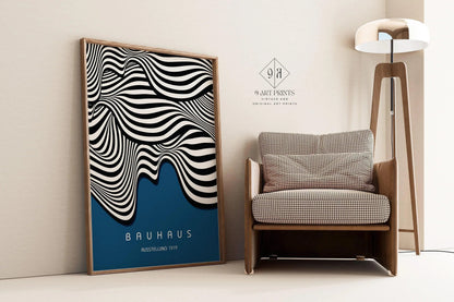 Bauhaus Waves Art Print: Mid-Century Modern Giclee Poster