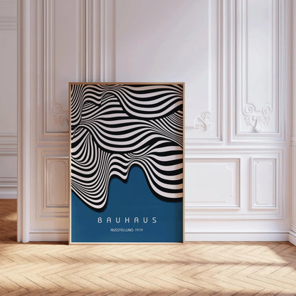 Bauhaus Waves Art Print: Mid-Century Modern Giclee Poster