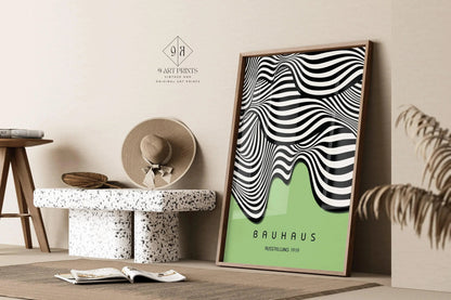 Bauhaus Waves Art Print: Mid-Century Modern Giclee Poster