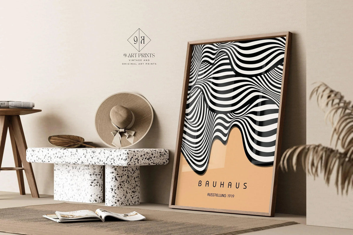 Bauhaus Waves Art Print: Mid-Century Modern Exhibition Poster