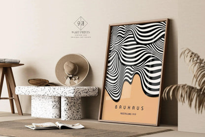 Bauhaus Waves Art Print: Mid-Century Modern Exhibition Poster