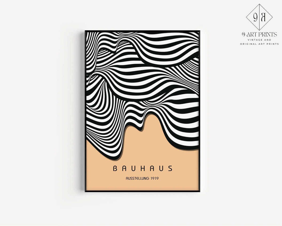 Bauhaus Waves Art Print: Mid-Century Modern Exhibition Poster