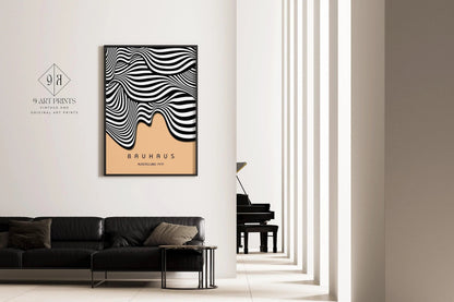 Bauhaus Waves Art Print: Mid-Century Modern Exhibition Poster