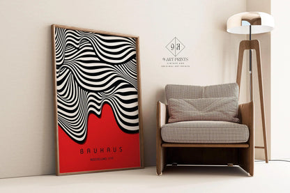 Bauhaus Waves Art Print: Mid-Century Modern Exhibition Poster