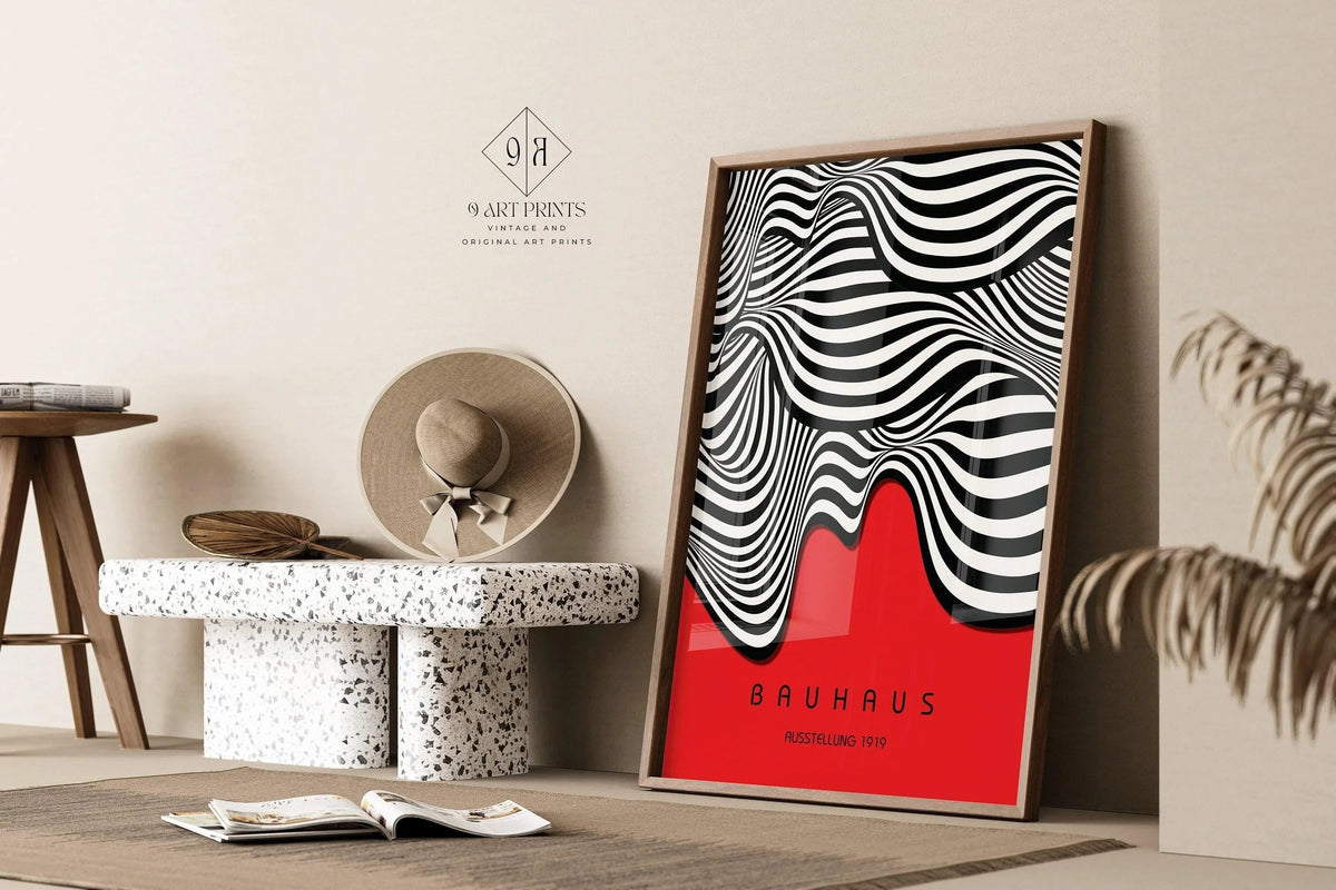 Bauhaus Waves Art Print: Mid-Century Modern Exhibition Poster