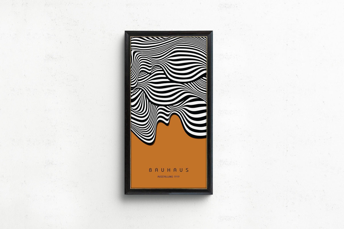 Bauhaus Ochre Waves Art Print: Mid-Century Modern Giclee