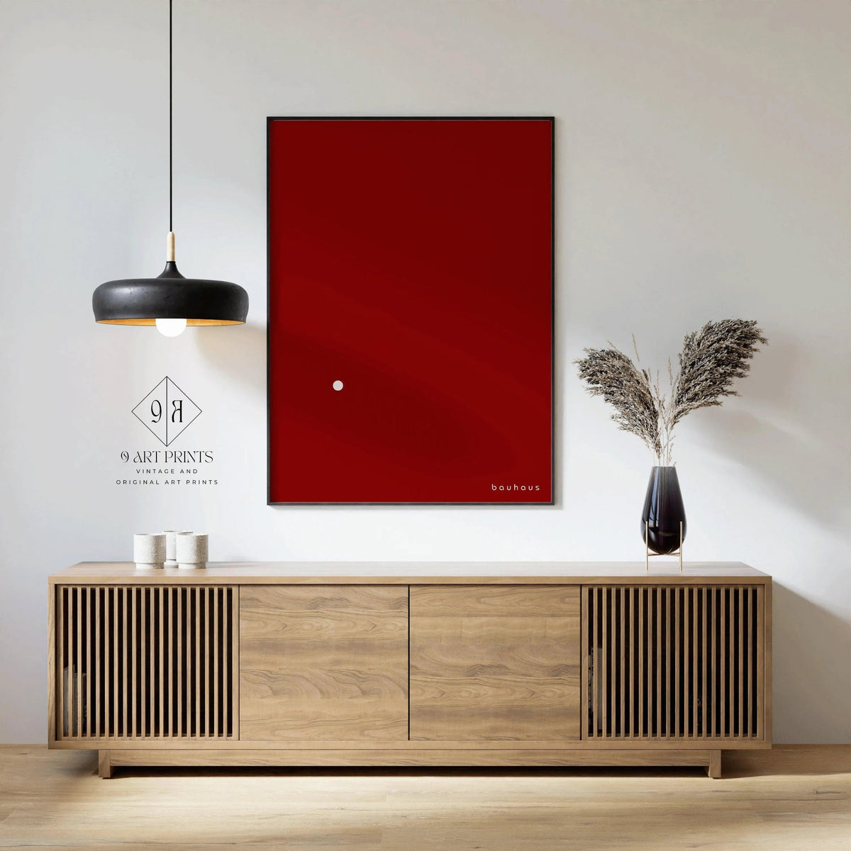 Bauhaus Der Punkt (The Dot) Giclee Print: Mid-Century Modern Red & White Art