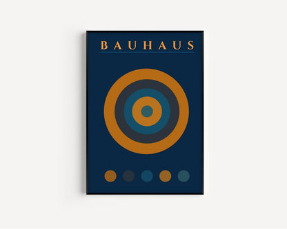 Bauhaus Target Art Print: Mid-Century Modern Navy Blue & Orange