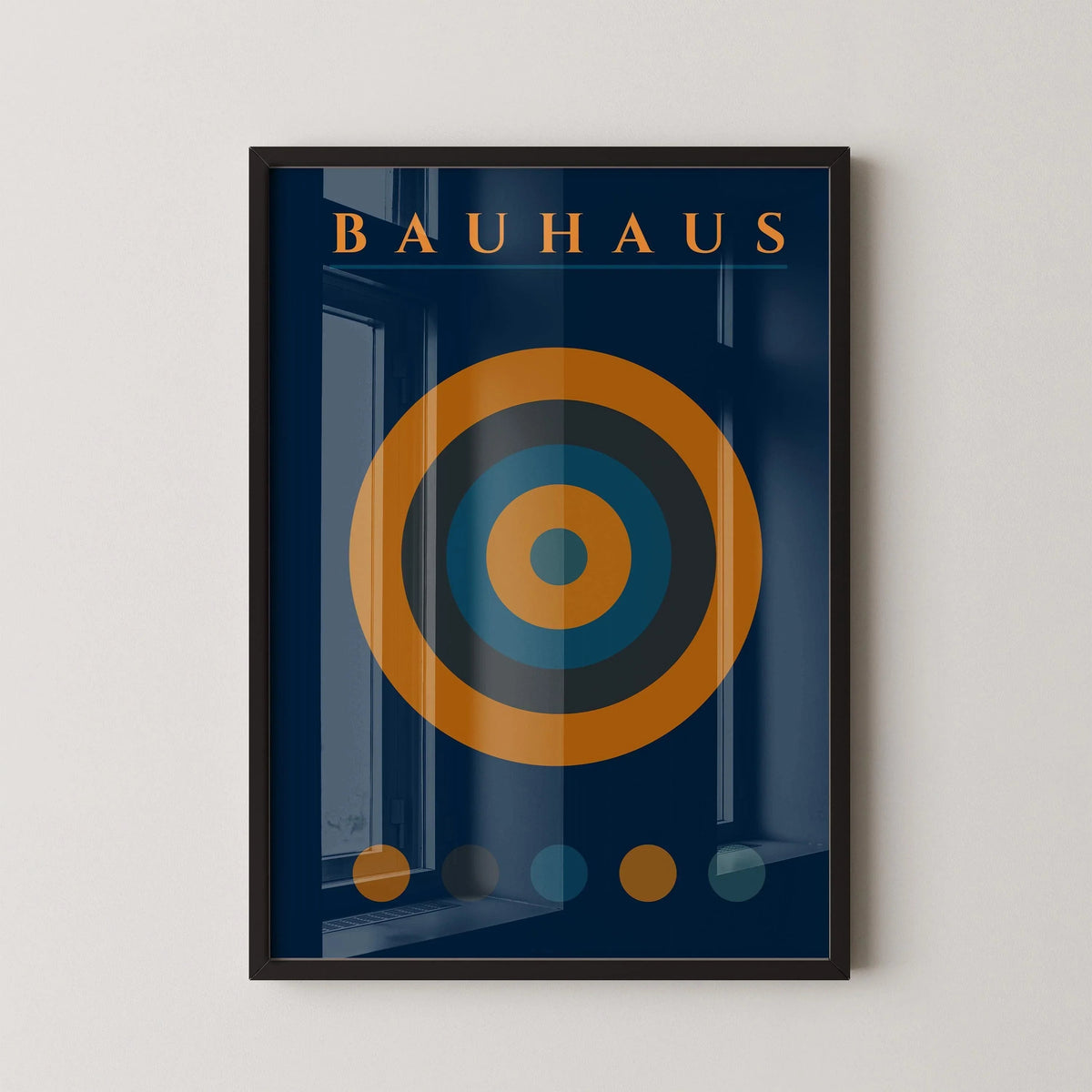Bauhaus Target Art Print: Mid-Century Modern Navy Blue & Orange