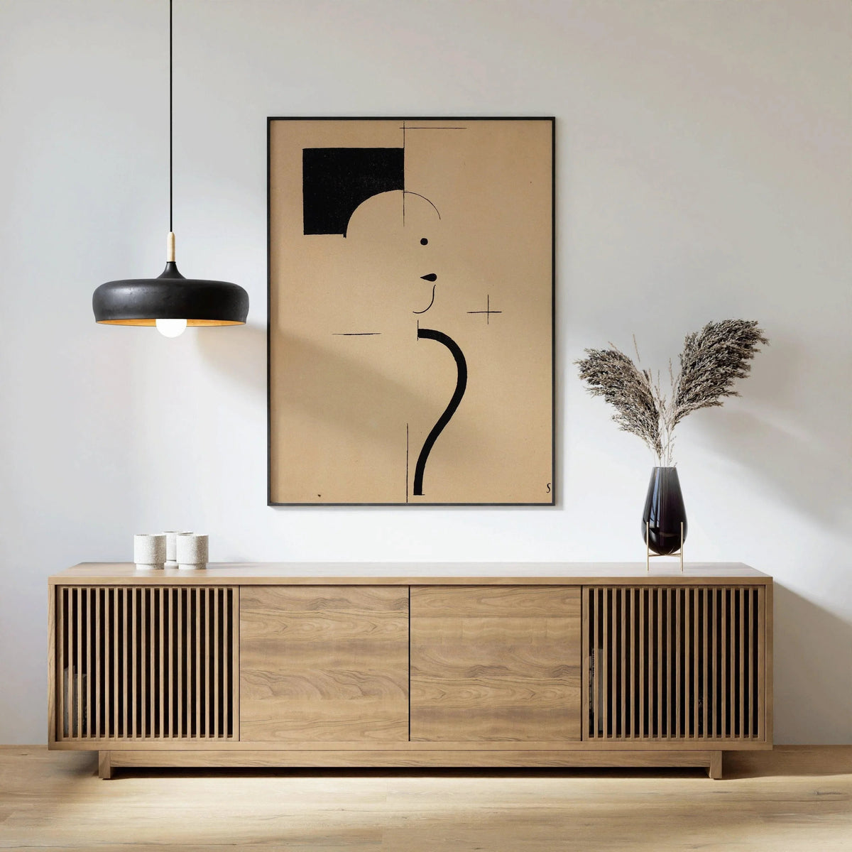 Bauhaus Art Print: Beige Black Mid-Century Modern Giclee Print
