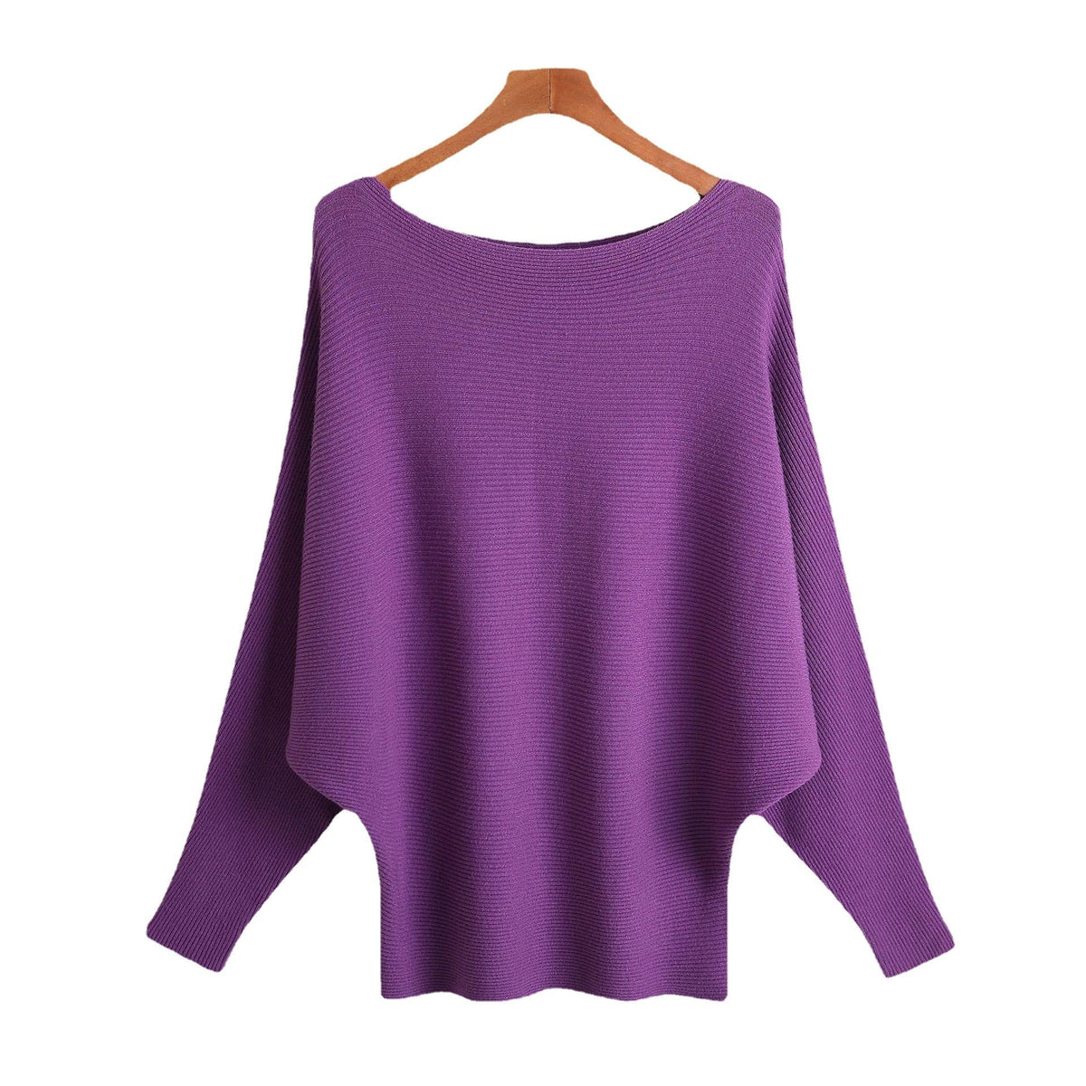 Women’s Halter Neck Batwing Knit Pullover Top – Stretchy Relaxed-Fit Casual Sweater