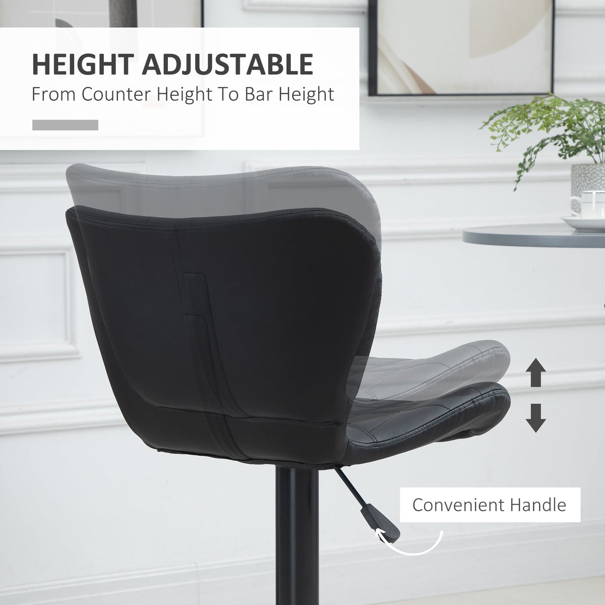 Tabourets de comptoir/bar Avion avec hauteur réglable et pivot (lot de 2, noirs)