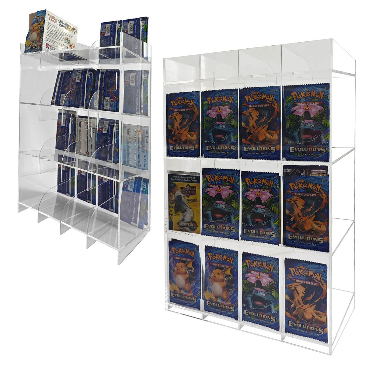 EVORETRO Acrylic Display Stand for Booster  DispenserPacks – Retail Counter Unit with Top Shelf