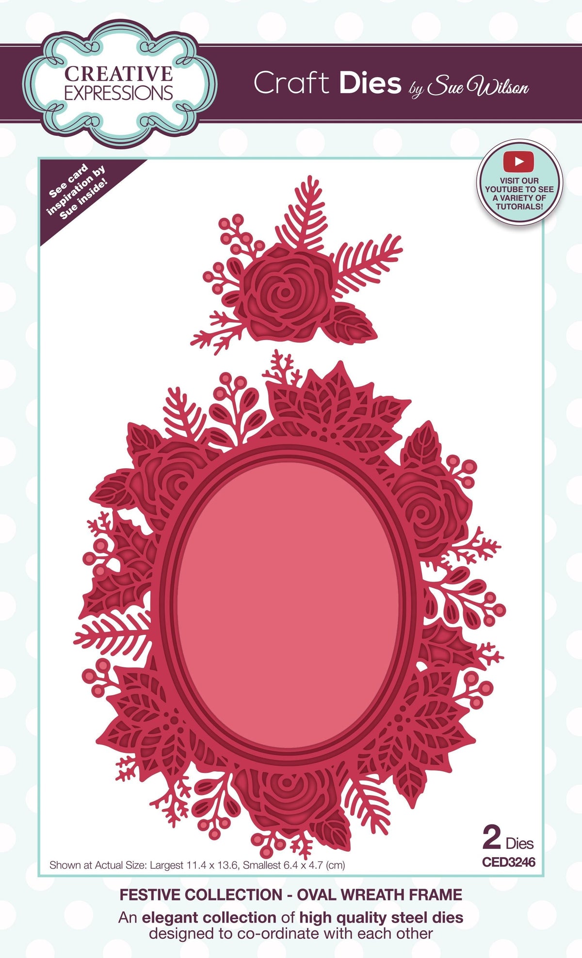 Matrices de découpe Sue Wilson Creative Expressions - Cadre Couronne Ovale Festif