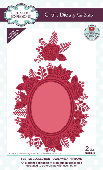 Matrices de découpe Sue Wilson Creative Expressions - Cadre Couronne Ovale Festif
