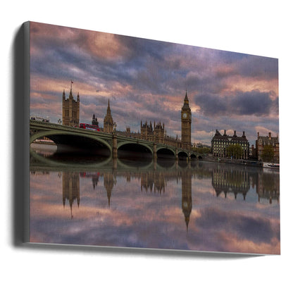 London Westminster Bridge Sunset Reflections Canvas Wall Art | A Sunset To Remember