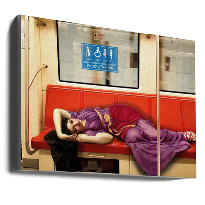 Classical Woman Reclining on a Subway Seat Canvas Wall Art | Priority Seating