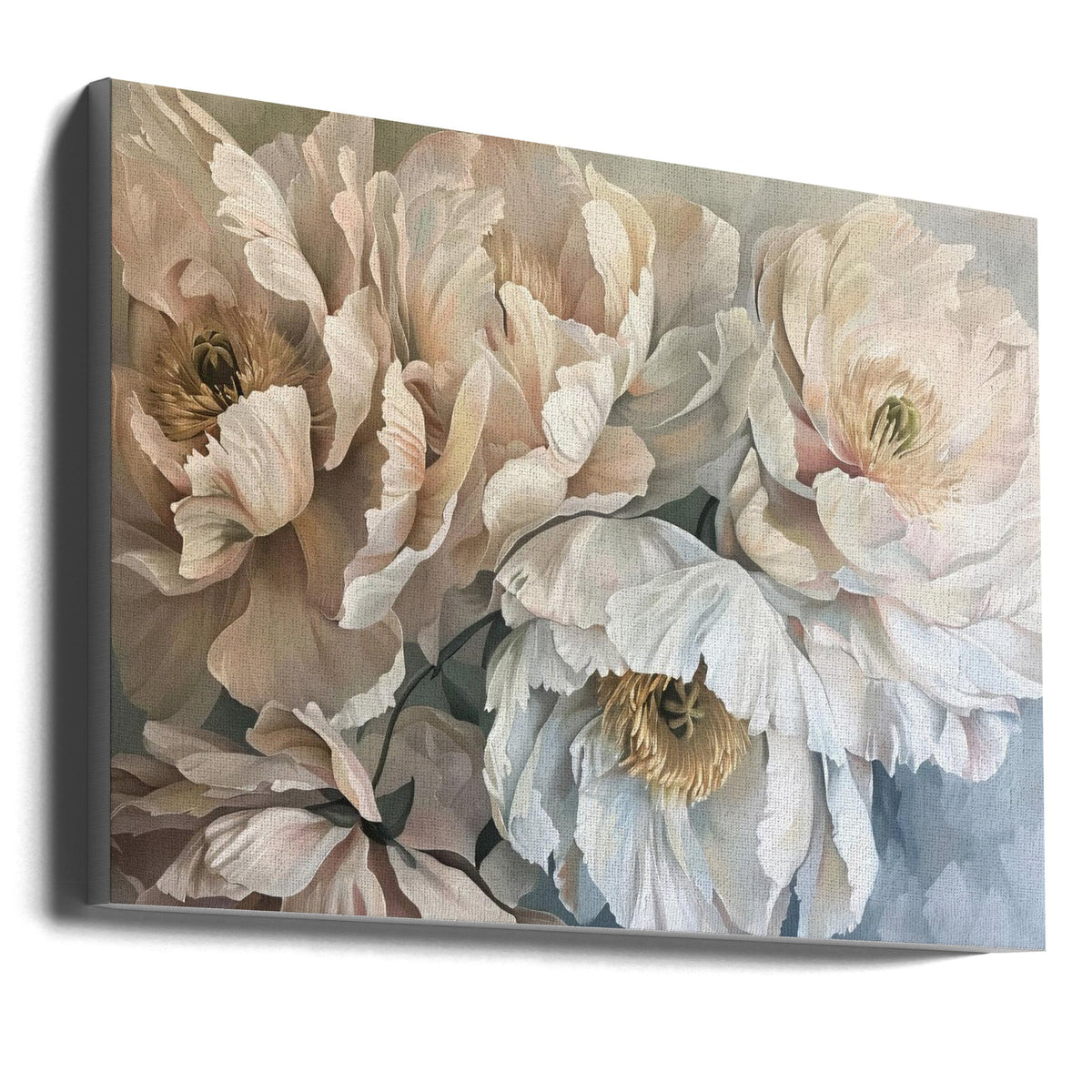 Soft White and Blush Flower Painting Canvas Wall Art | Poster Flower Paint 1