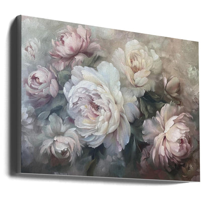 Pastel Pink and White Floral Bouquet Canvas Wall Art | Poster Flower Paint 5