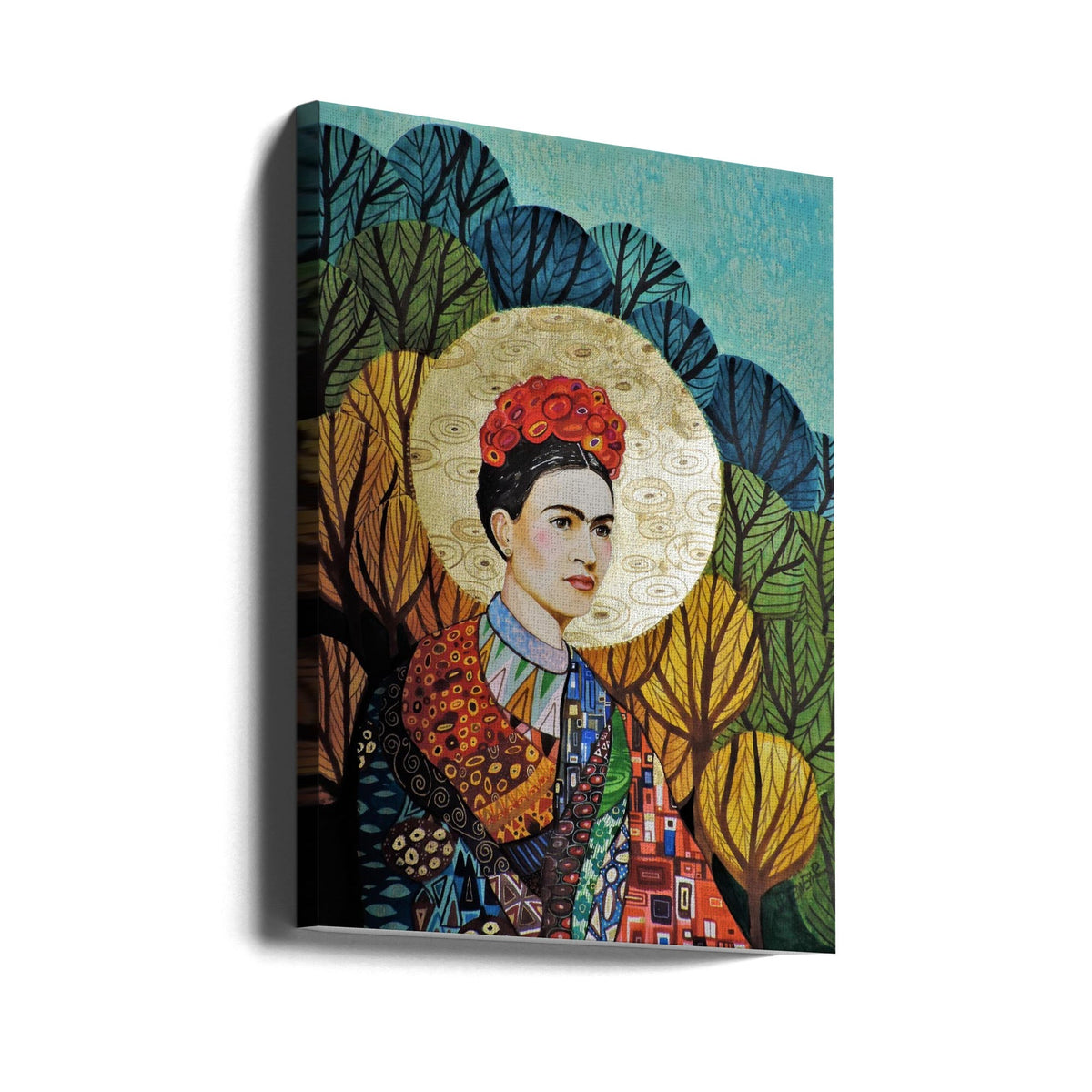 Frida Kahlo Decorative Botanical Portrait Canvas Wall Art | Frida Loves Klimt