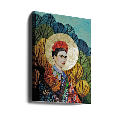 Frida Kahlo Decorative Botanical Portrait Canvas Wall Art | Frida Loves Klimt