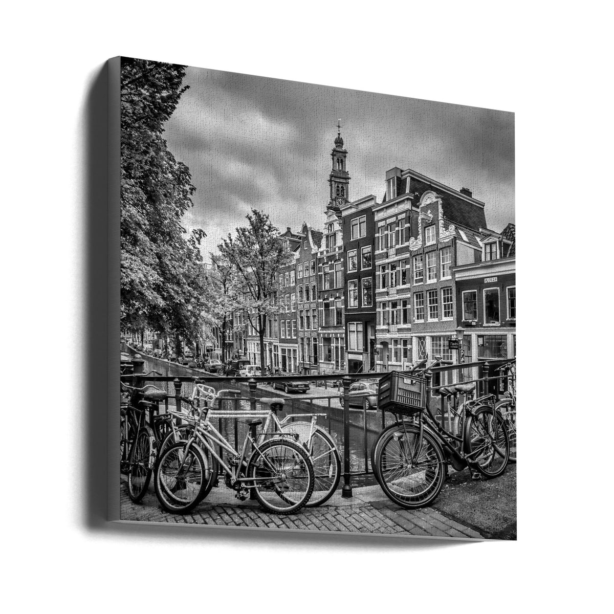 Décoration murale AMSTERDAM Canal Fleuri noir et blanc