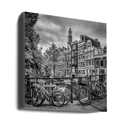 Décoration murale AMSTERDAM Canal Fleuri noir et blanc