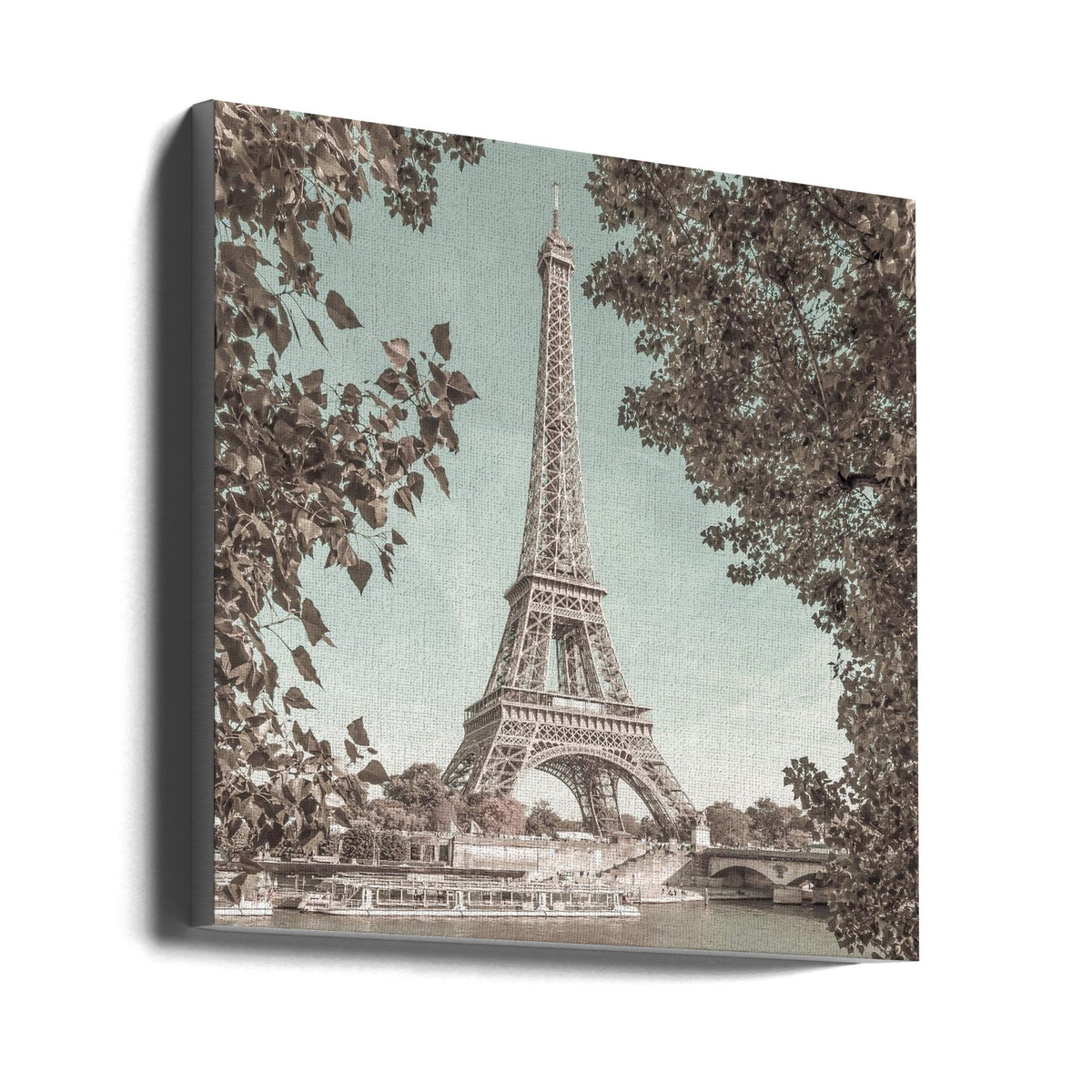 Wall art PARIS Eiffel Tower & River Seine | urban vintage style