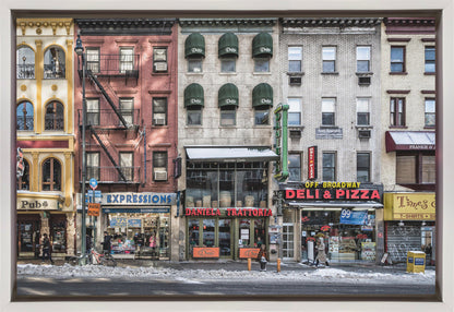 Colourful New York Storefront Street Scene Canvas Wall Art | A cold day in NY