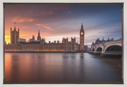 Palace of Westminster at Sunset Canvas Wall Art | London Palace of Westminster Sunset