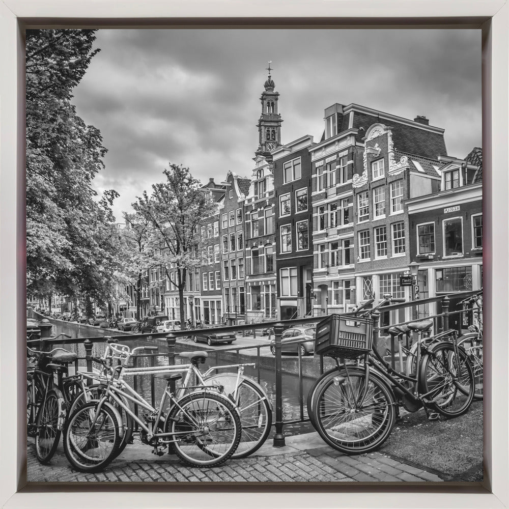 Décoration murale AMSTERDAM Canal Fleuri noir et blanc