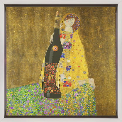 Golden Champagne Bottle Romantic Collage Canvas Wall Art | True Love