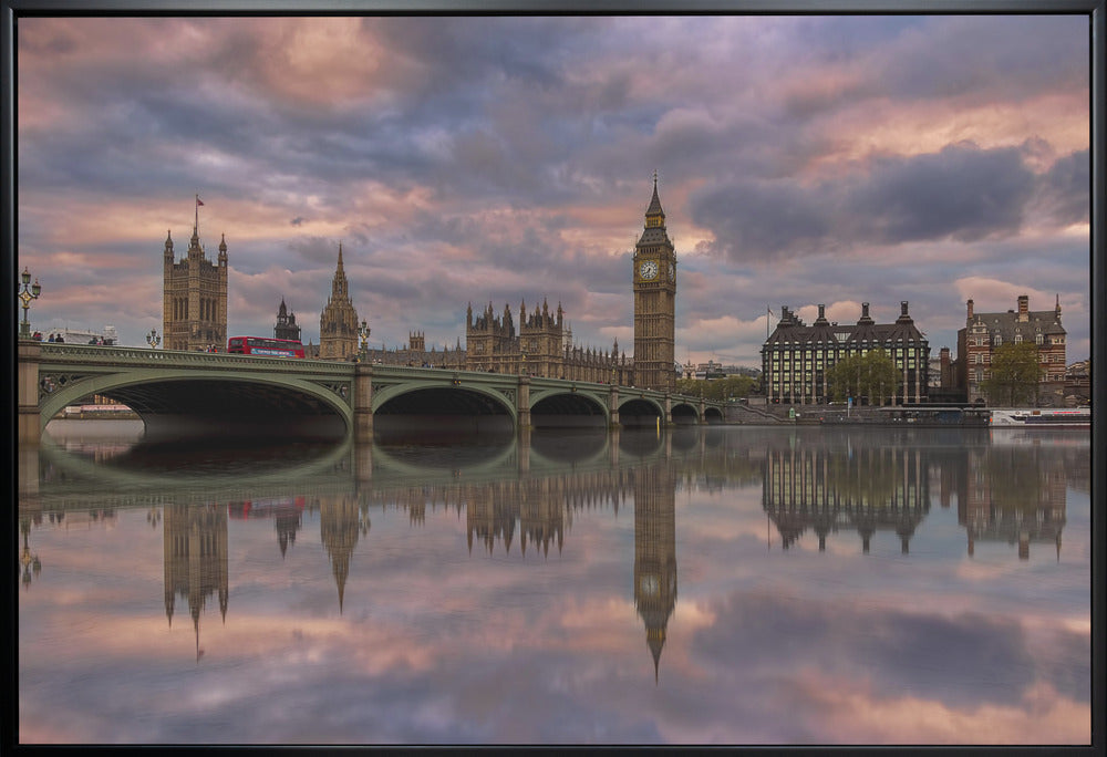 London Westminster Bridge Sunset Reflections Canvas Wall Art | A Sunset To Remember