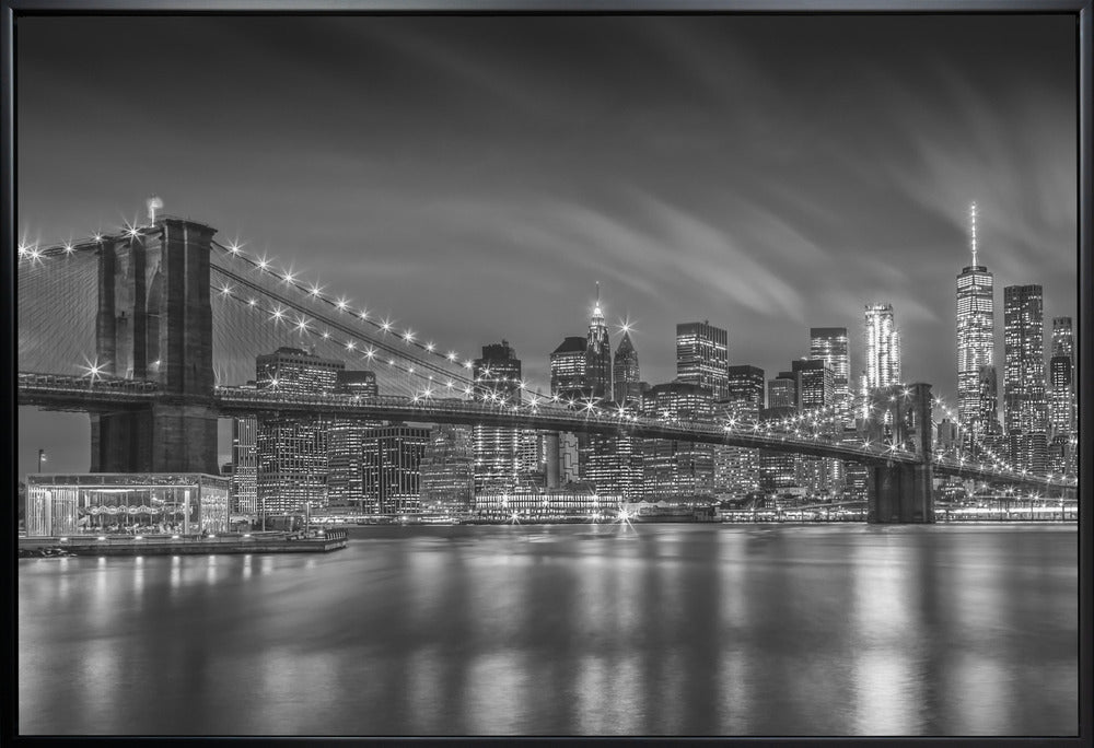 Art mural-PONT DE BROOKLYN Impressions nocturnes - Monochrome