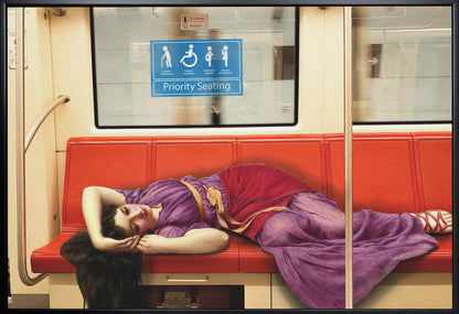 Classical Woman Reclining on a Subway Seat Canvas Wall Art | Priority Seating