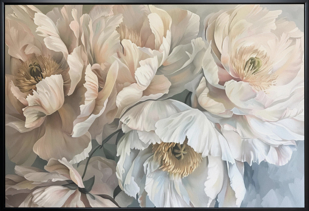 Soft White and Blush Flower Painting Canvas Wall Art | Poster Flower Paint 1