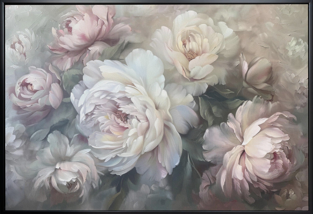 Pastel Pink and White Floral Bouquet Canvas Wall Art | Poster Flower Paint 5