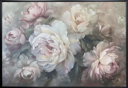 Pastel Pink and White Floral Bouquet Canvas Wall Art | Poster Flower Paint 5