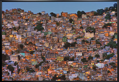 Rocinha Hillside at Nightfall Canvas Wall Art | Nightfall in the Favela da Rocinha