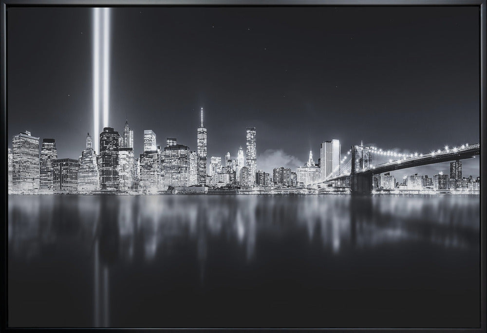 Unforgettable 9-11 | Manhattan Skyline Black & White Canvas Wall Art