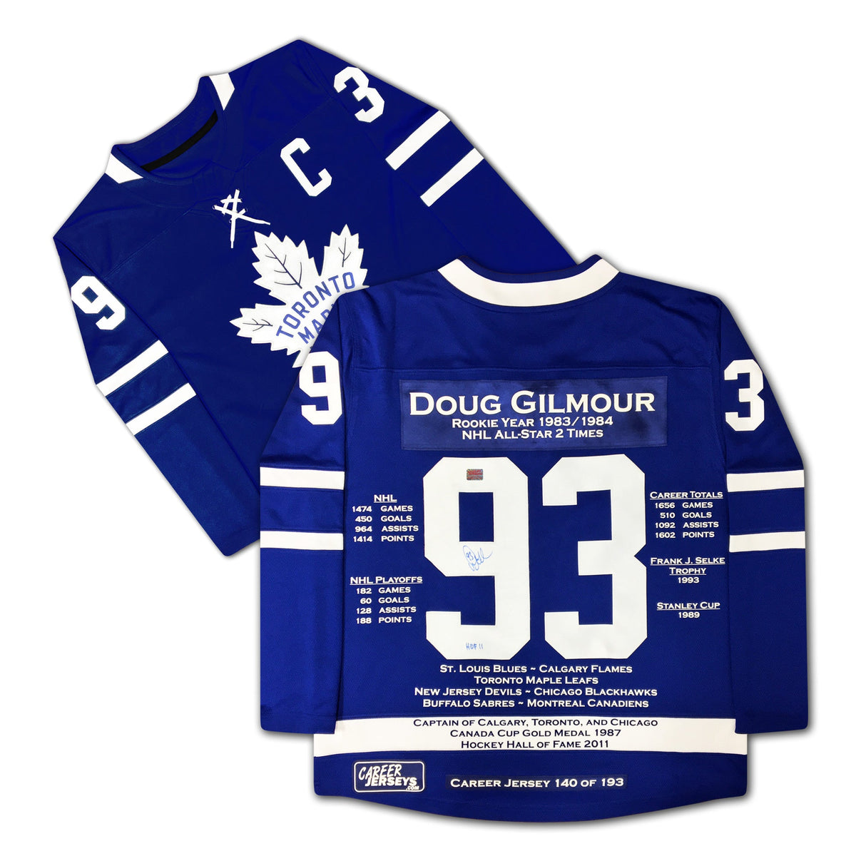 Doug Gilmour Toronto Maple Leafs Career Jersey /193