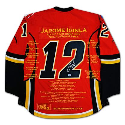 JAROME IGINLA MAILLOT DE CARRIÈRE AUTOGRAPHIÉ ÉDITION ÉLITE DE 12 CALGARY FLAMES