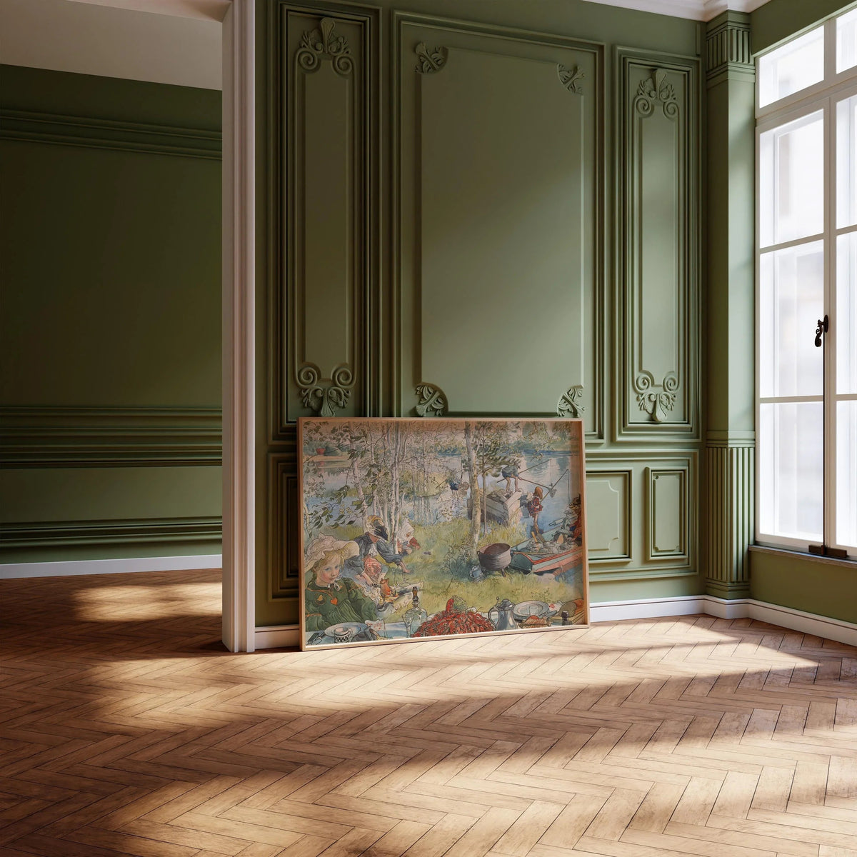 Estampe giclée « La pêche aux écrevisses » de Carl Larsson : illustration enfantine enchanteresse