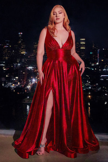 ROBE TRAPÈZE EN SATIN PAILLETÉ