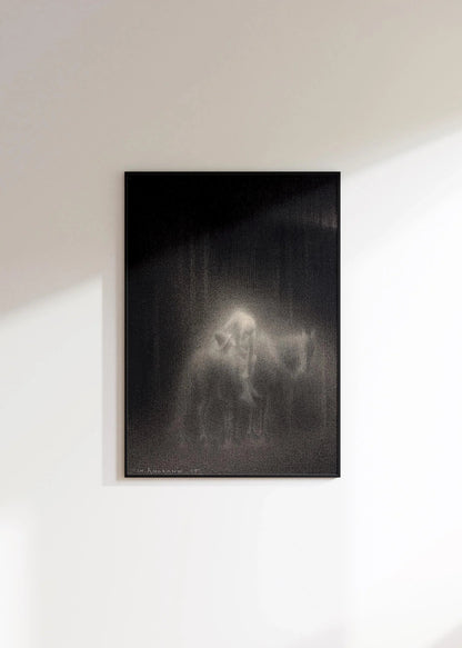 Charles Angrand - The Good Samaritan Art Print: Dreamlike Charcoal Drawing