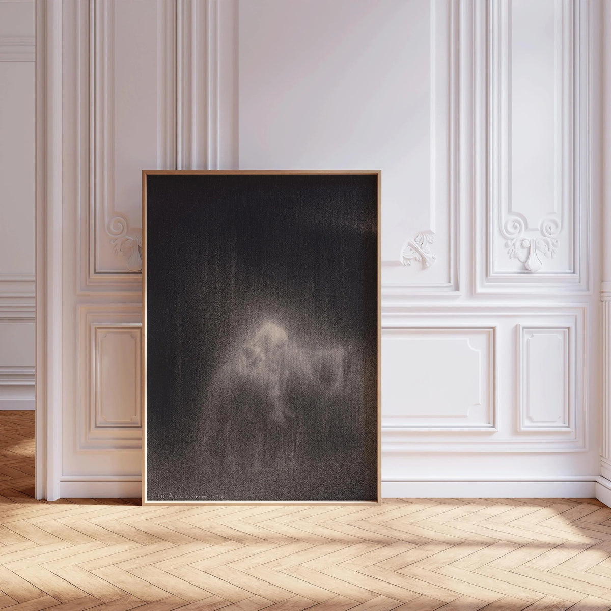 Charles Angrand - The Good Samaritan Art Print: Dreamlike Charcoal Drawing