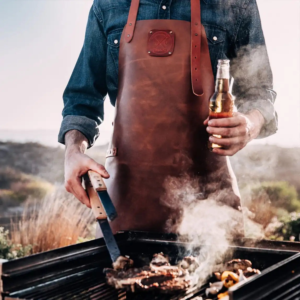 WITLOFT - Tablier Classique en Cuir Fait Main Cognac/Cognac