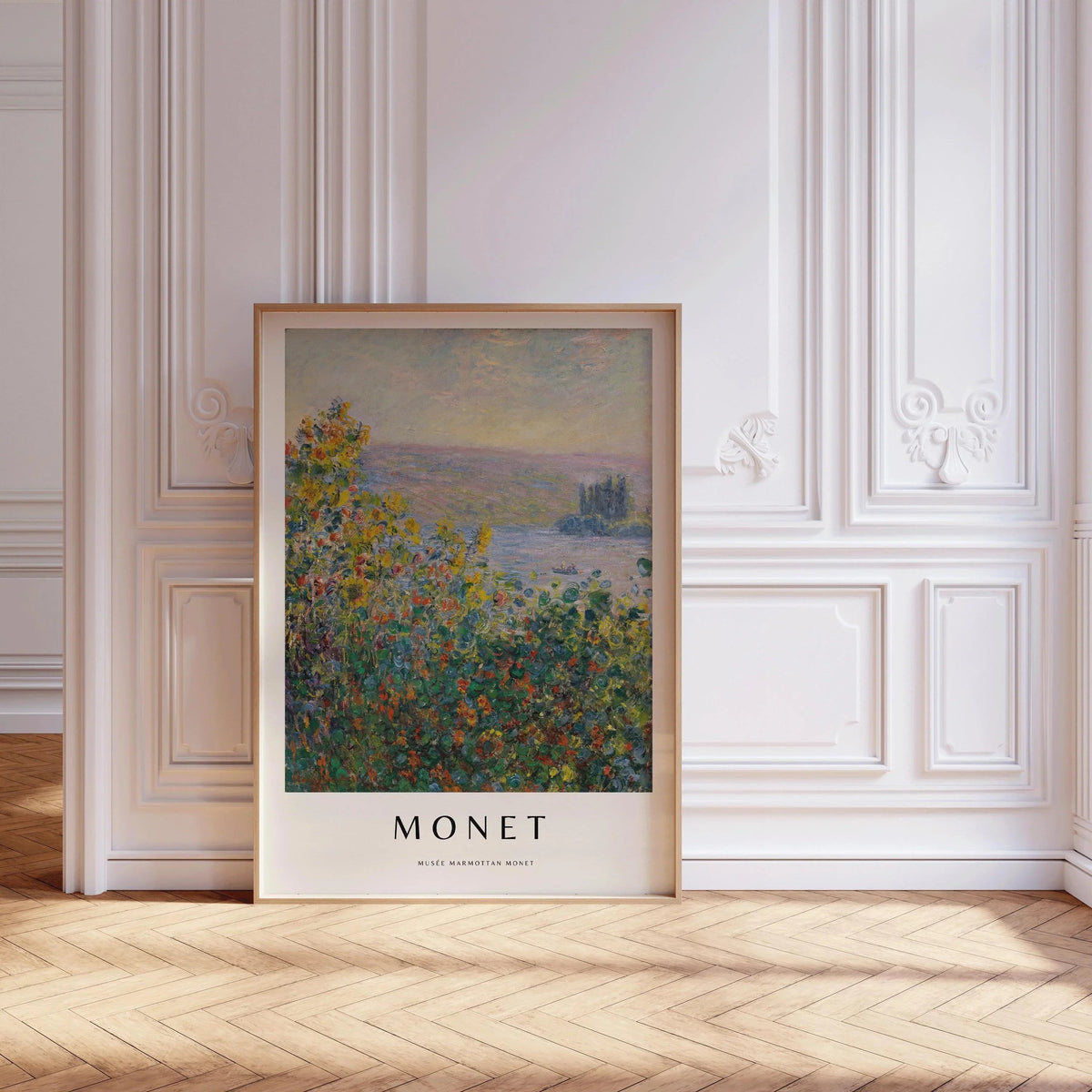 Monet Flower Beds Giclee Print: Museum-Quality Impressionist Art