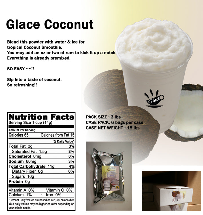 Coconut 4 in 1 Mix for Bubble Tea, Smoothies, Lattes and Frappes, 3 lbs. Bag (Case 6 x 3 lbs. Bags)  - Multi-Use Powdered Beverage Mix - Ships Free Within Canada on Orders Above CAD $199